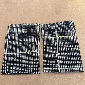 Ikea Black White Grid Pattern Pillow Shams Set of 2 Standard Size READ